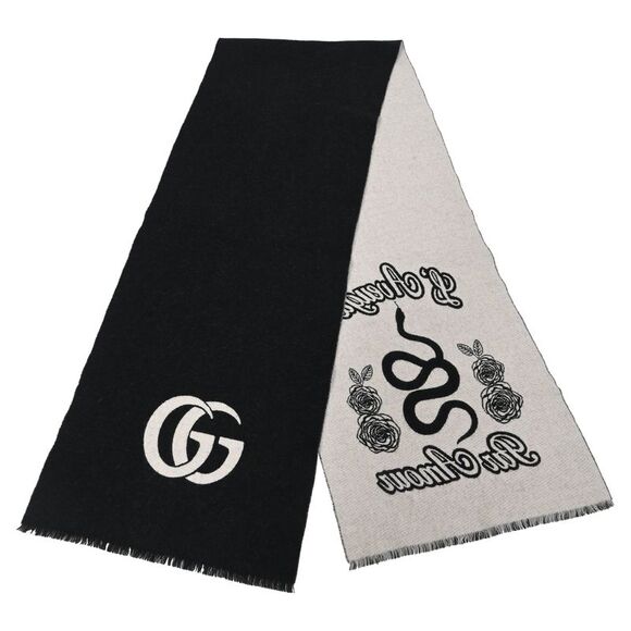 Gucci Kingsnake Scarf in Black Wool - Picture 1 of 9